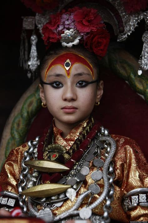 Nepals Living Goddess Locally Known As Kumari Samita Bajracharya Watches The Last Day Of Rato