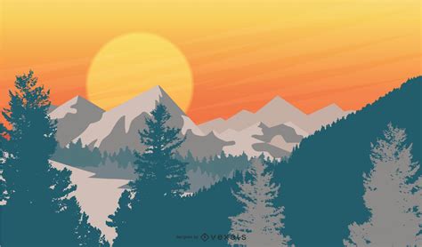 Mountain Sunset Vector Download