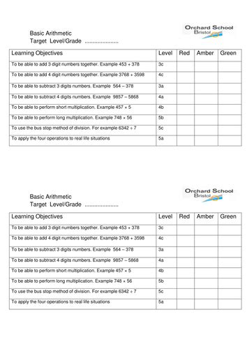 Numeracy Test And Assessment Sheet Level 3 5 Teaching Resources