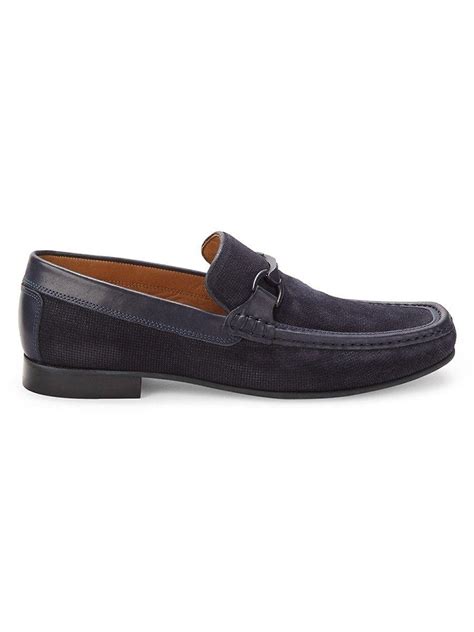 Donald J Pliner Suede Bit Loafers In Blue For Men Lyst