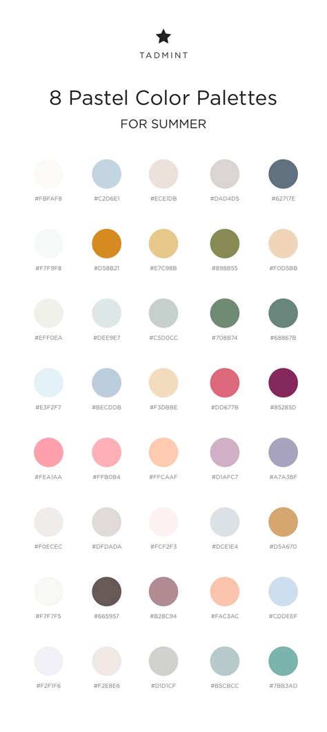 Pastel Color Palettes For Summer Pastel Colour Palette Hex Color