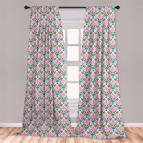 Abstract Curtains 2 Panels Set Antique Inspired Floral Damask