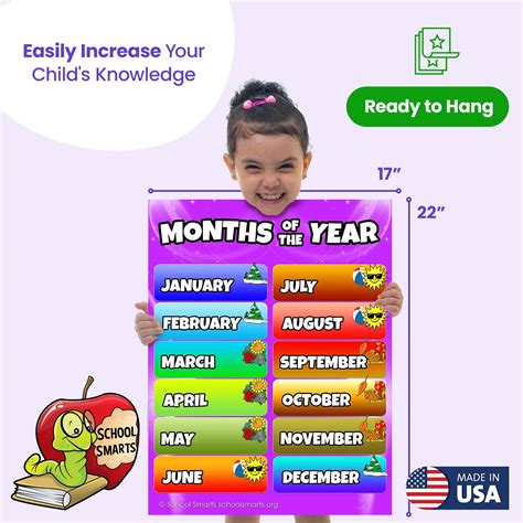 17 X 22 School Smarts Laminated Months Of The Year Wall Poster For