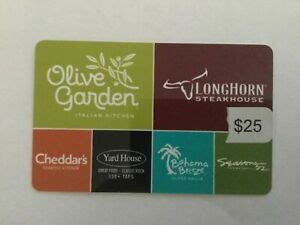 We did not find results for: Darden restaurants gift card 25.00 olive garden cheddar's etc... | eBay