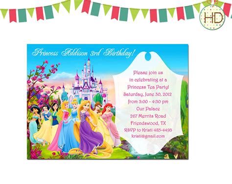 Disney Princess Invitation Disney Castle Birthday By Hdinvitations