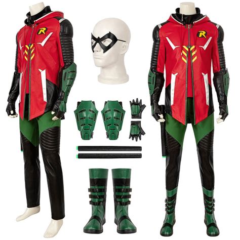 Knights Robin Red Costume Tim Drake Cosplay Suit