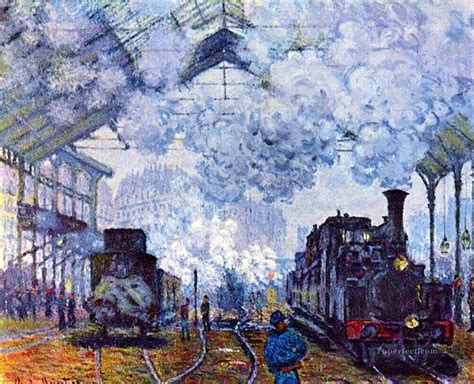 Monet St Lazare Station Paris Painting In Oil For Sale