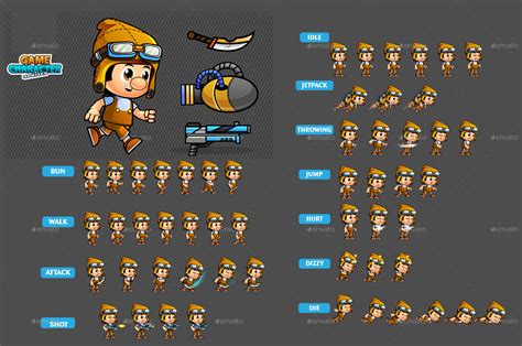 2d Game Character Sprites 256 By Pasilan Graphicriver