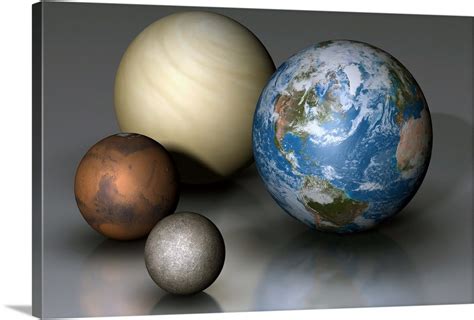 The Four Terrestrial Planets Compared In Scale Wall Art Canvas Prints