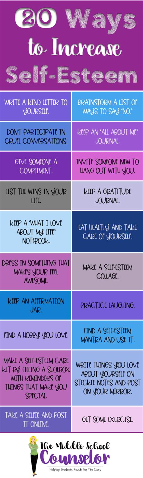 20 Ways To Increase Self Esteem Self Esteem Activities Self Esteem Self