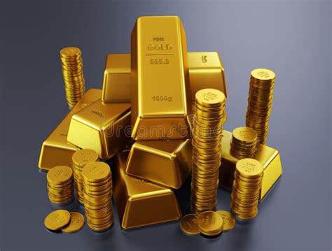 Gold Bars And Golden Coins Stock Illustration Illustration Of Golden