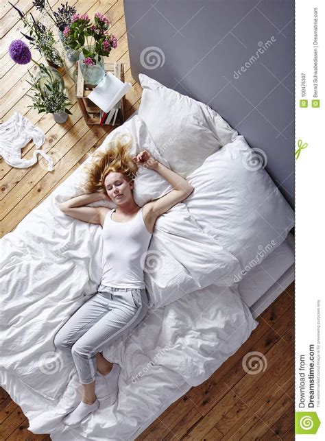 Stretched Out On Bed Stock Image Image Of Chilling