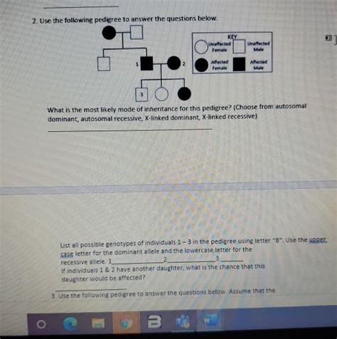 Solved Use The Following Pedigree To Answer The Questions Chegg Com