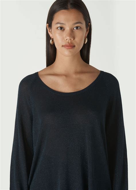 Navy Sparkle Scoop Neck Knit Whistles