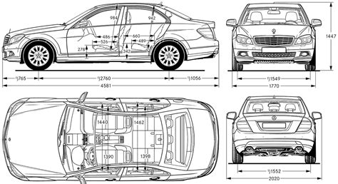 Motor completo mercedes clase c sportcoupe de despiece. 2007 Mercedes-Benz C-Class W204 Sedan v4 blueprints free - Outlines