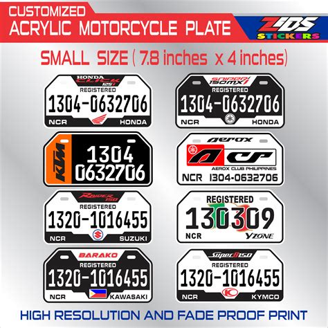 Acrylic Motorcycle Temporary Plate Small Lazada Ph