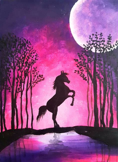 Learn To Paint This Beautiful Moonlight Night Acrylic Painting By