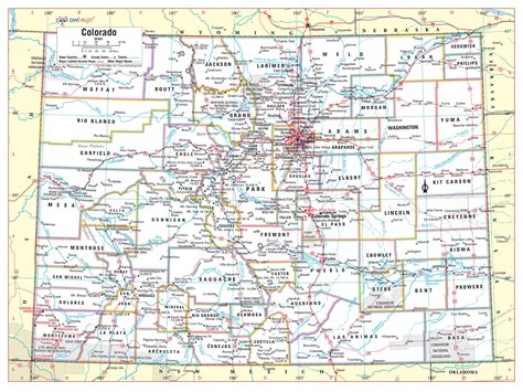Colorado State Wall Map Large Print Poster 32x24 Etsy
