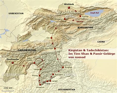 Es hat eine fläche von etwa 120.000 km², wovon ca. KIR552 Kirgistan & Tadschikistan: Im Tien Shan und Pamir ...