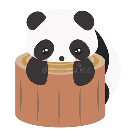 Cute Cartoon Baby Panda Panda Lying On Wood For Rest Sleeping On