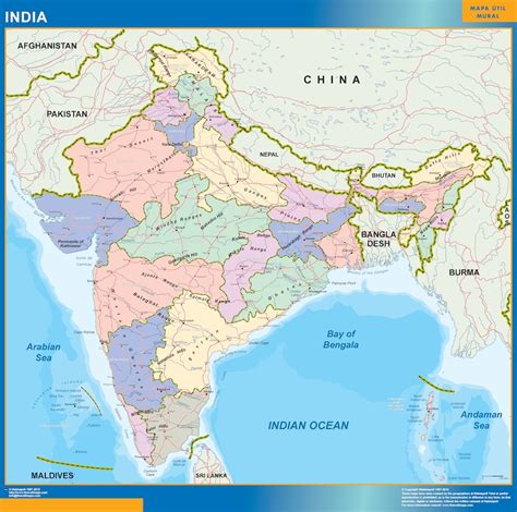 India Wall Map Wall Maps Of Countries Of The World