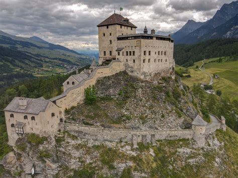 Drone View At Tarasp Castle In The Swiss Alps Stock Photo Image Of