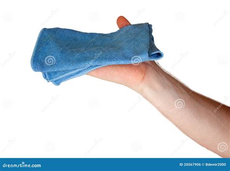 Hand Hold Blue Dirty Cloth Rag Wiping Cleaning Stock Photo Image Of