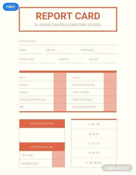 Elementary School Report Card Template Illustrator Word Apple Pages
