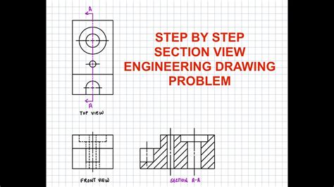 Section View Problem Step By Step Solution Engineering Drawing Youtube