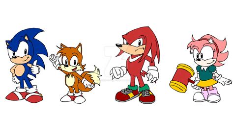 sonic tails knuckles and amy by infinitedynamics on deviantart