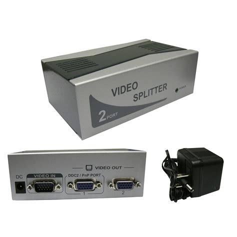 This monitor splitter has a er and 4 ports that allow you to connect four monitors to the individual display port and computer or laptop, and the same display port 1.2 interface is also available. VGA Video Splitter, 1 PC to 2 Monitors, 250MHz
