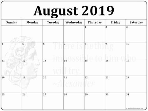 Ace August Excel Calendar 2019 Free Templates For Plant Maintenance