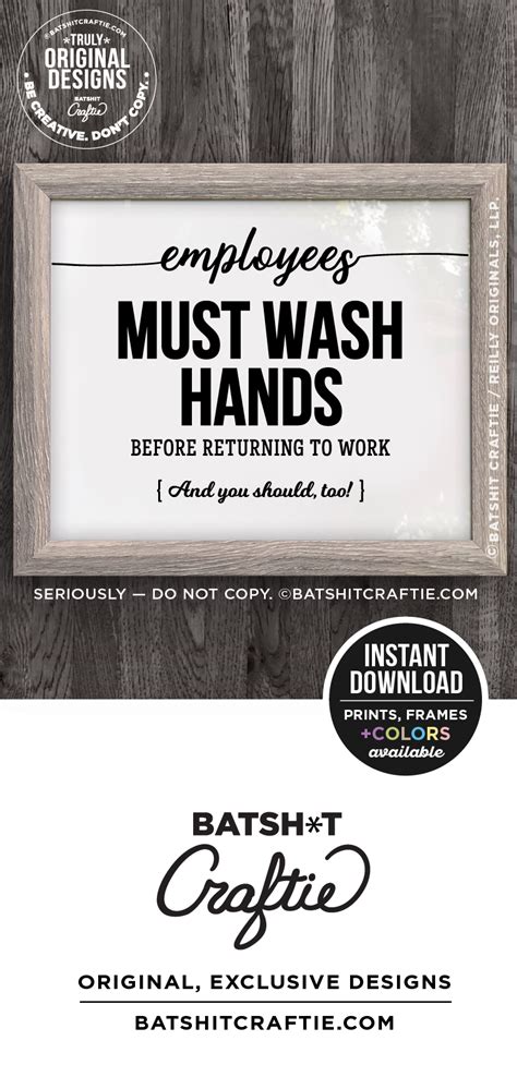 Funny Printable Employees Must Wash Hands Before Returning To Etsy