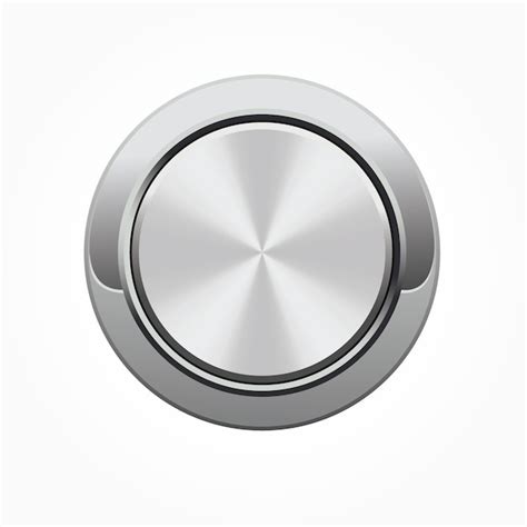 Realistic Round Silver Button With Silver Frame Premium Vector