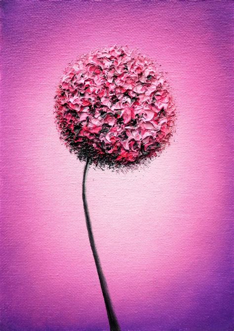 Pink Flower Oil Painting Textured Art On Canvas Contemporary Flower