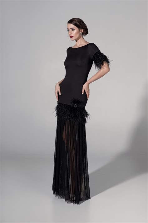 Black Feathers Evening Dress Collection Black Feathers Evening Dresses