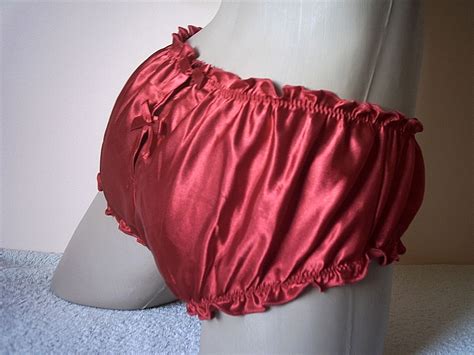 cute cherry red silky satin shorty brief panties frilly knickers uk m l 50 ebay