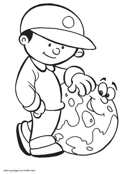 Earth day is april 22! Kid boy and Earth coloring page || COLORING-PAGES ...