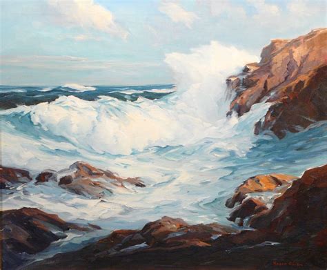 Roger Curtis Oil Painting Surf And Rocks Seascape Ma Seascape Paintings