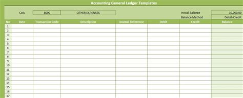 Accounting General Ledger Templates Free Excel Spreadsheet Templates