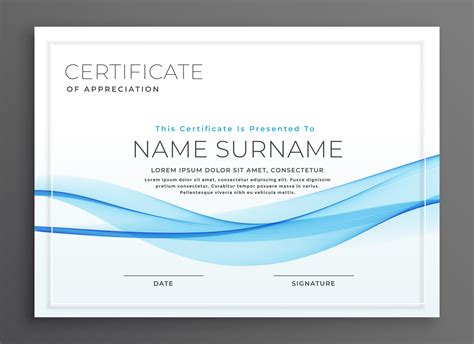 Elegant Blue Wave Diploma Certificate Design Download Free Vector Art Stock Graphics Images