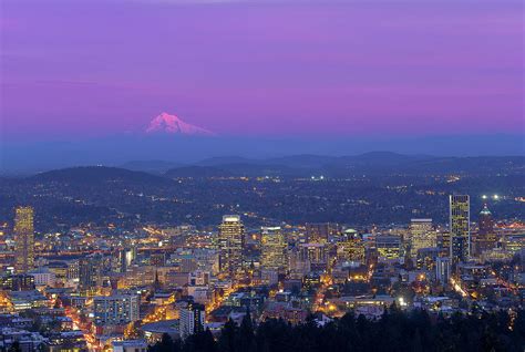 Portland Oregon Cityscape At Dusk Photograph By David Gn Pixels