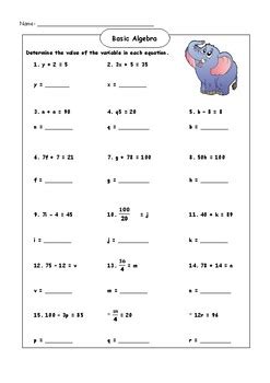 This selection of worksheets provides students with practice worksheets for all forms of algebra. Basic Algebra Worksheet by Jobelle Laplano | Teachers Pay Teachers