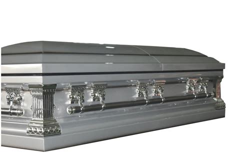Funeral Casket Knight Silver Silver Casket With White Interior