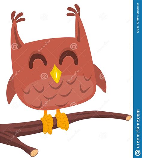 Funny Cartoon Owl With Big Eyes Vector Illustration Stock Vector