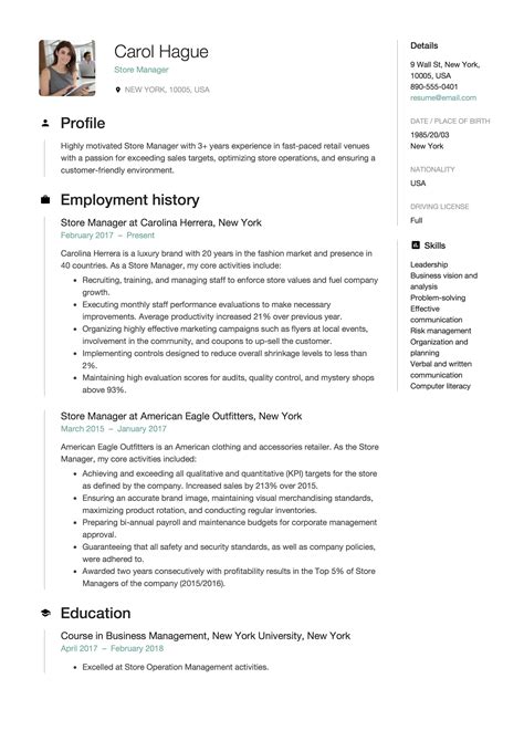 All the templates have two things in common. Store Manager Resume Sample, Template, Example, CV, Formal, Design, | Manager resume, Resume ...