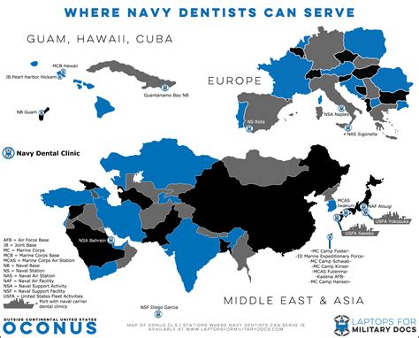 Map Of Military Bases Where Navy Dentists Can Serve