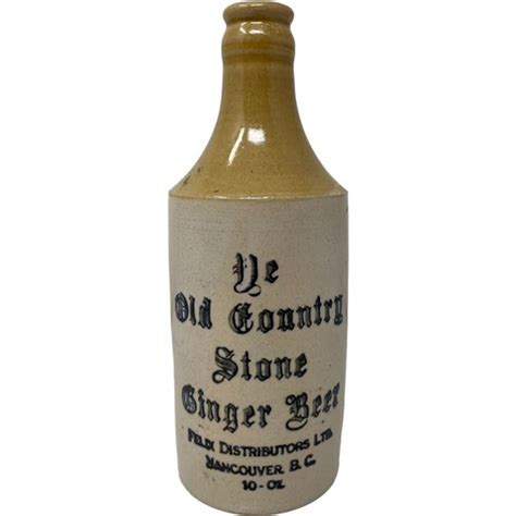 Old Country Stone Ginger Beer Bottle Felix Distributer Vancouver Bc