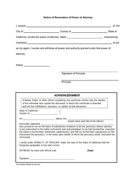 Printable Power Of Attorney Forms California Printable Forms Free Online