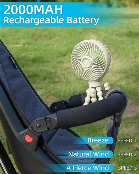 Pram Fan Stroller Fan Desk Usb Fan Rechargeable Portable Fan Battery Operated And 360 Rotation